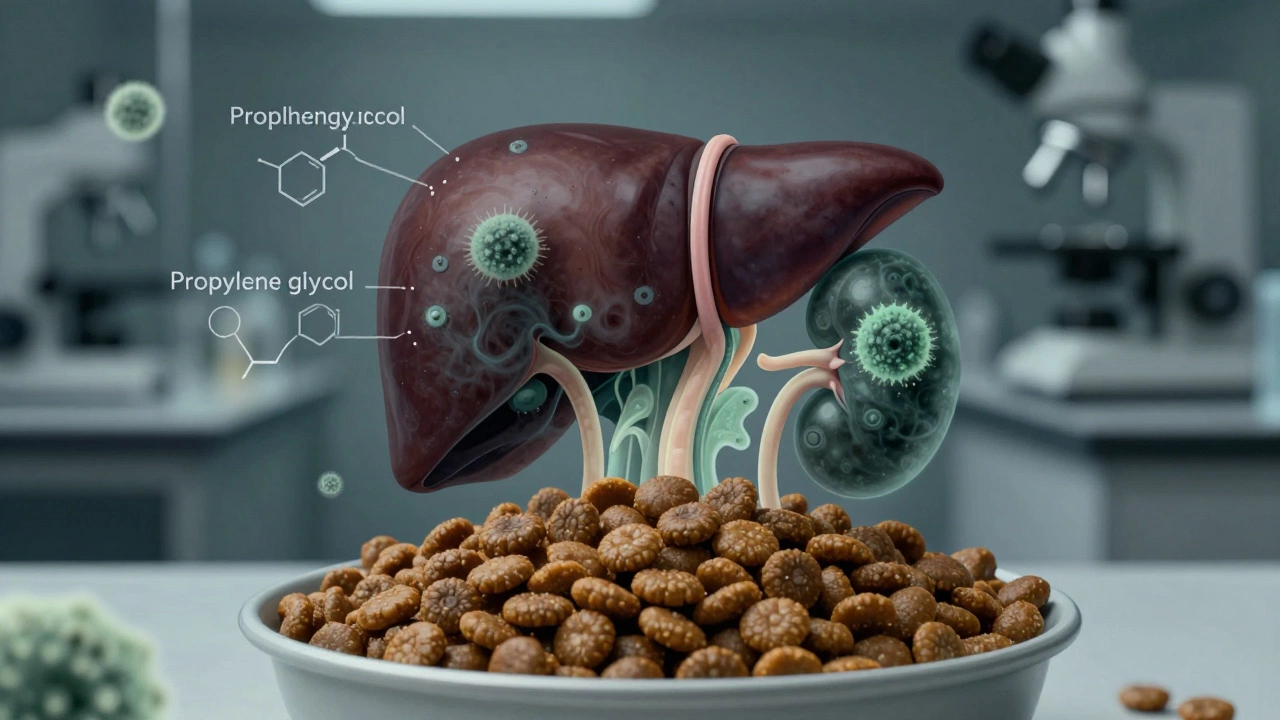 Internal organs of a dog damaged by mycotoxins and chemicals from kibble.