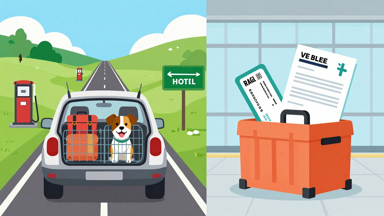 Comparison of cheap road trip vs expensive pet flight