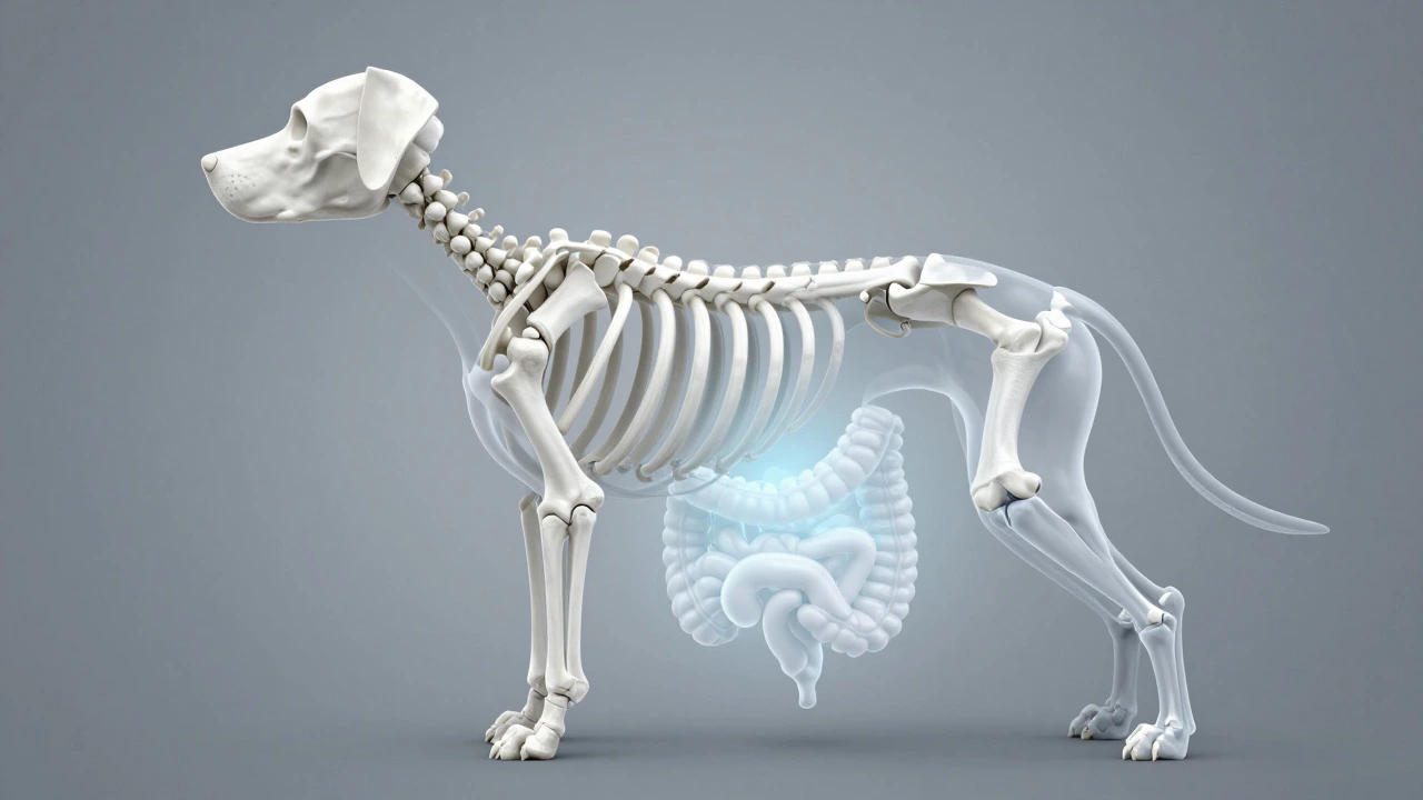 Conceptual illustration comparing healthy vs brittle dog bones.