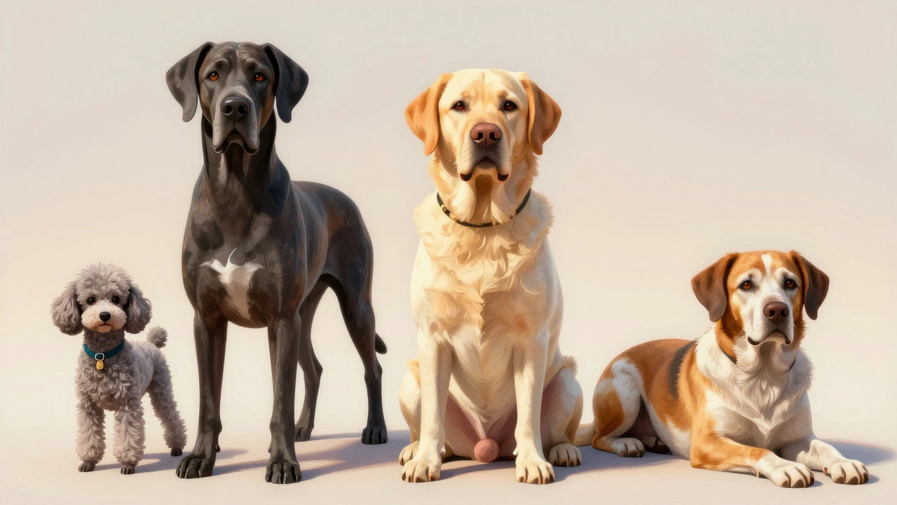 Illustration of different dog breeds representing specific needs