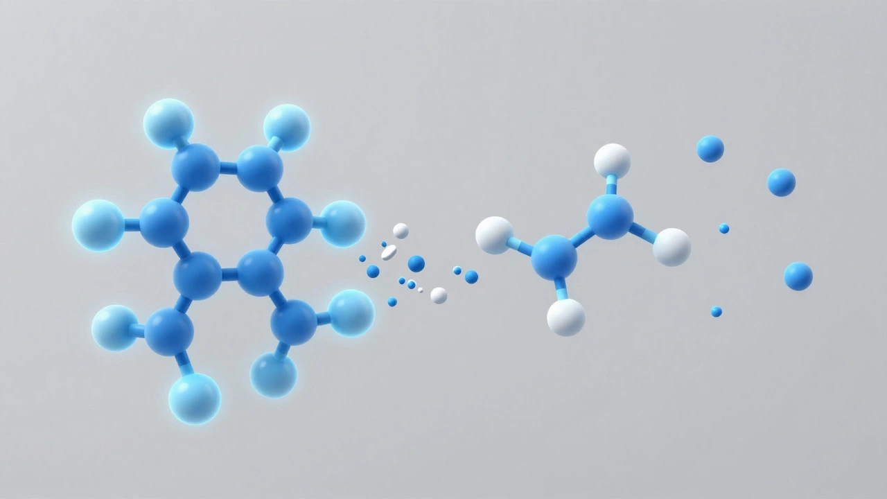 Illustration of large protein molecules breaking into small safe fragments