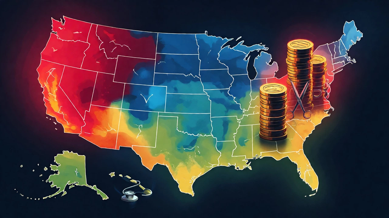 Stylized US map showing high-cost states for dog ownership in red
